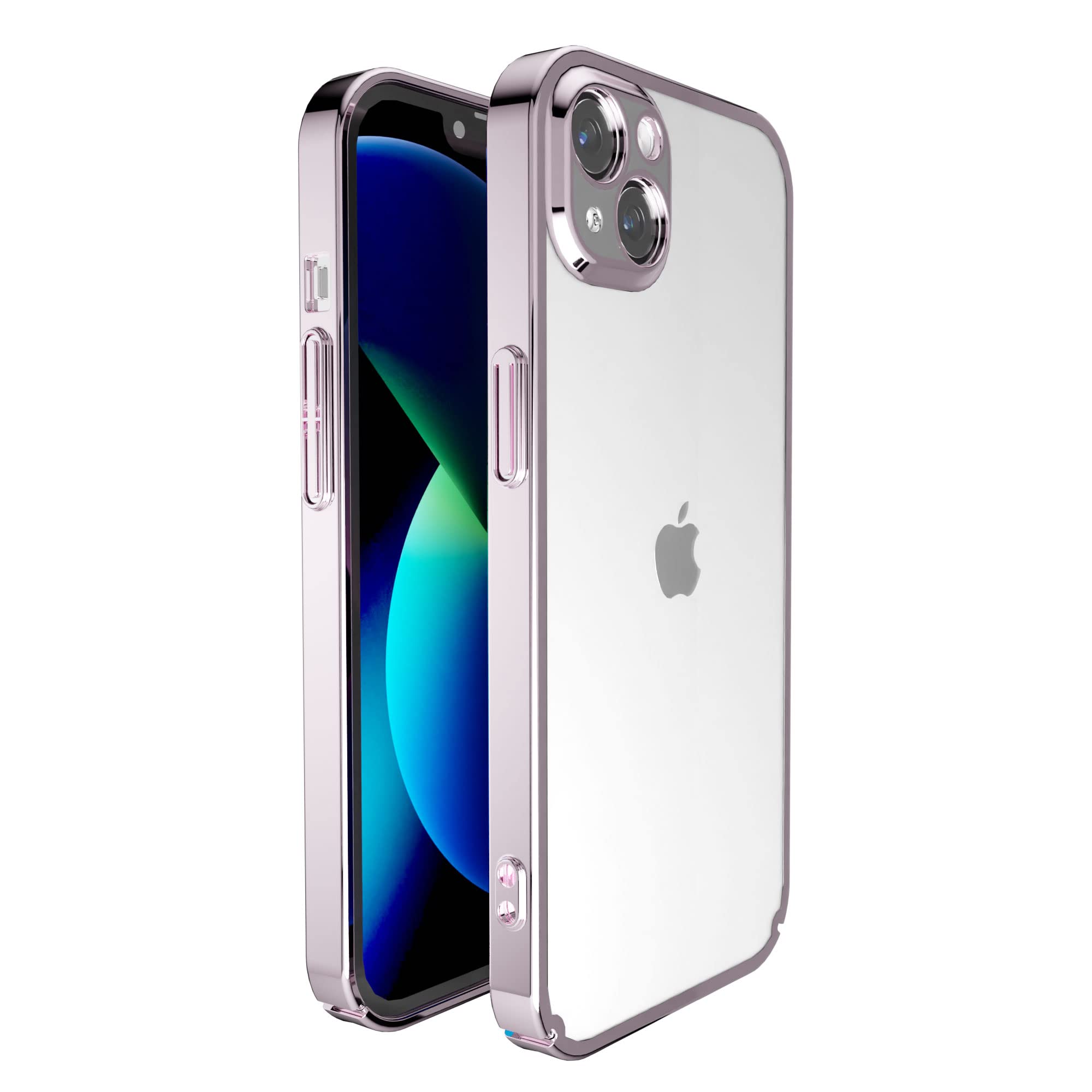 Angeston Case Compatible with iPhone 13, Electroplated Mirror Hard Protective Case Metal Frame for iPhone 13, Shockproof Scratch-Resistant Case - Pink