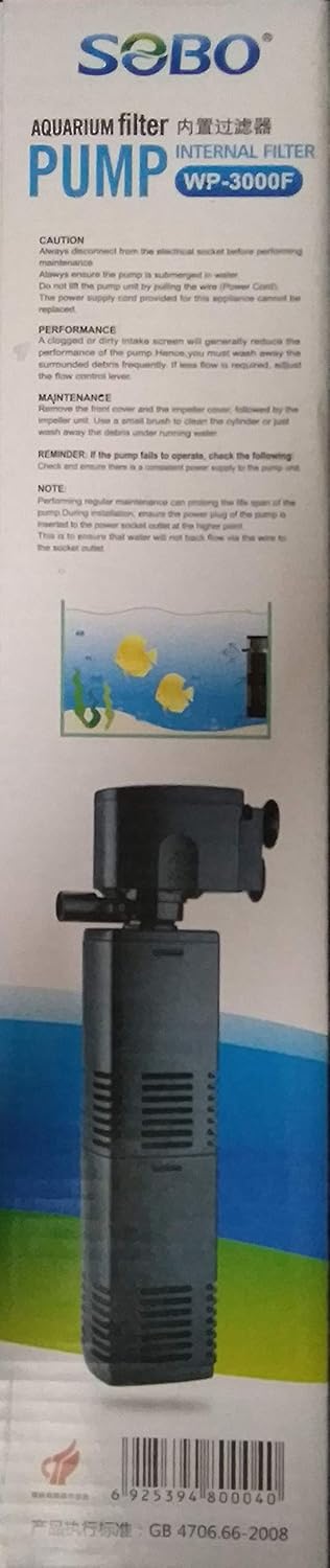 SOBO WP-3000F Internal Filter Pump with components