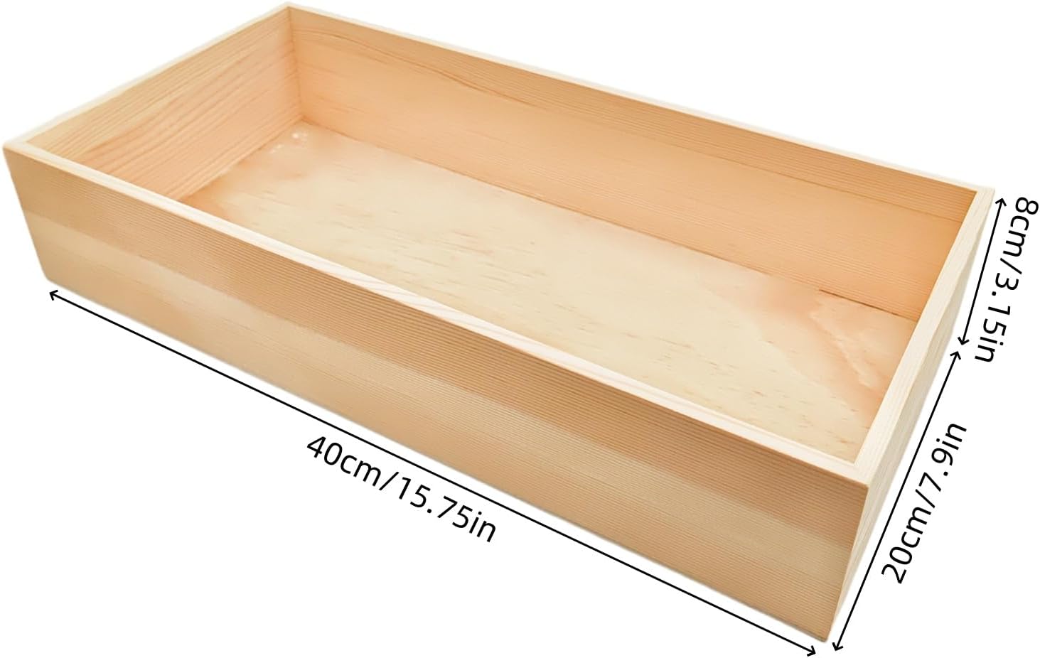 Anktily 1 Pack Unfinished Wooden Craft Storage Organiser Box, 15.7 x 7.9 x 3 inch Rectangle Wood Box, Rustic Natural Wood Container for Home Venue Decor