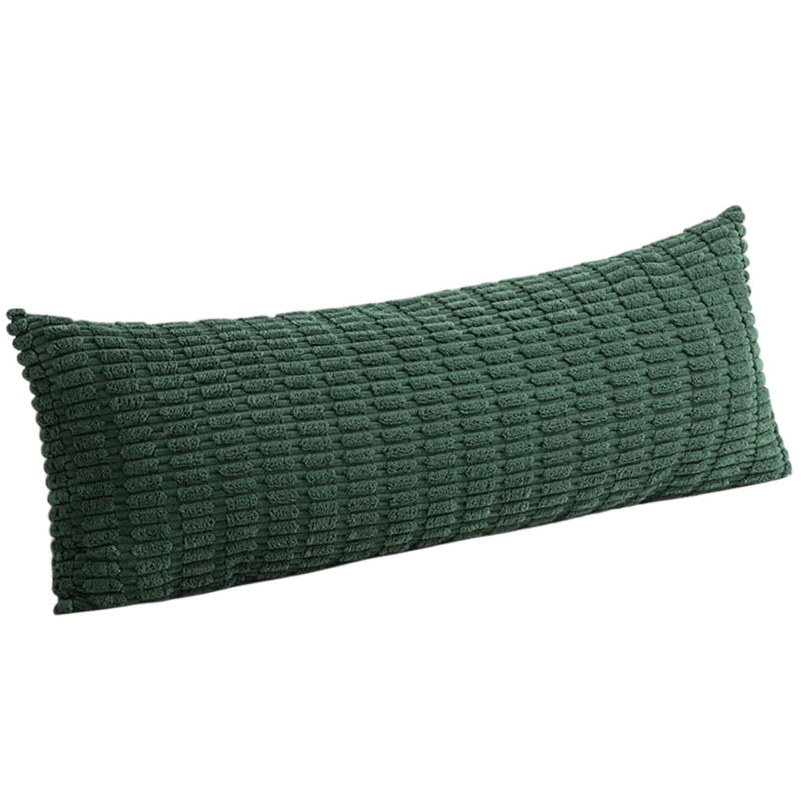 Pangboer Dark Green Sofa Backrest Pillow Cover Long Corduroy Reversible Textured Slip-On Construction For Lounge Bed Layered Decor Accent Body Pillow Sham Backrest Cushion Sham Corduroy Reversible Sofa Rest Cover Reading