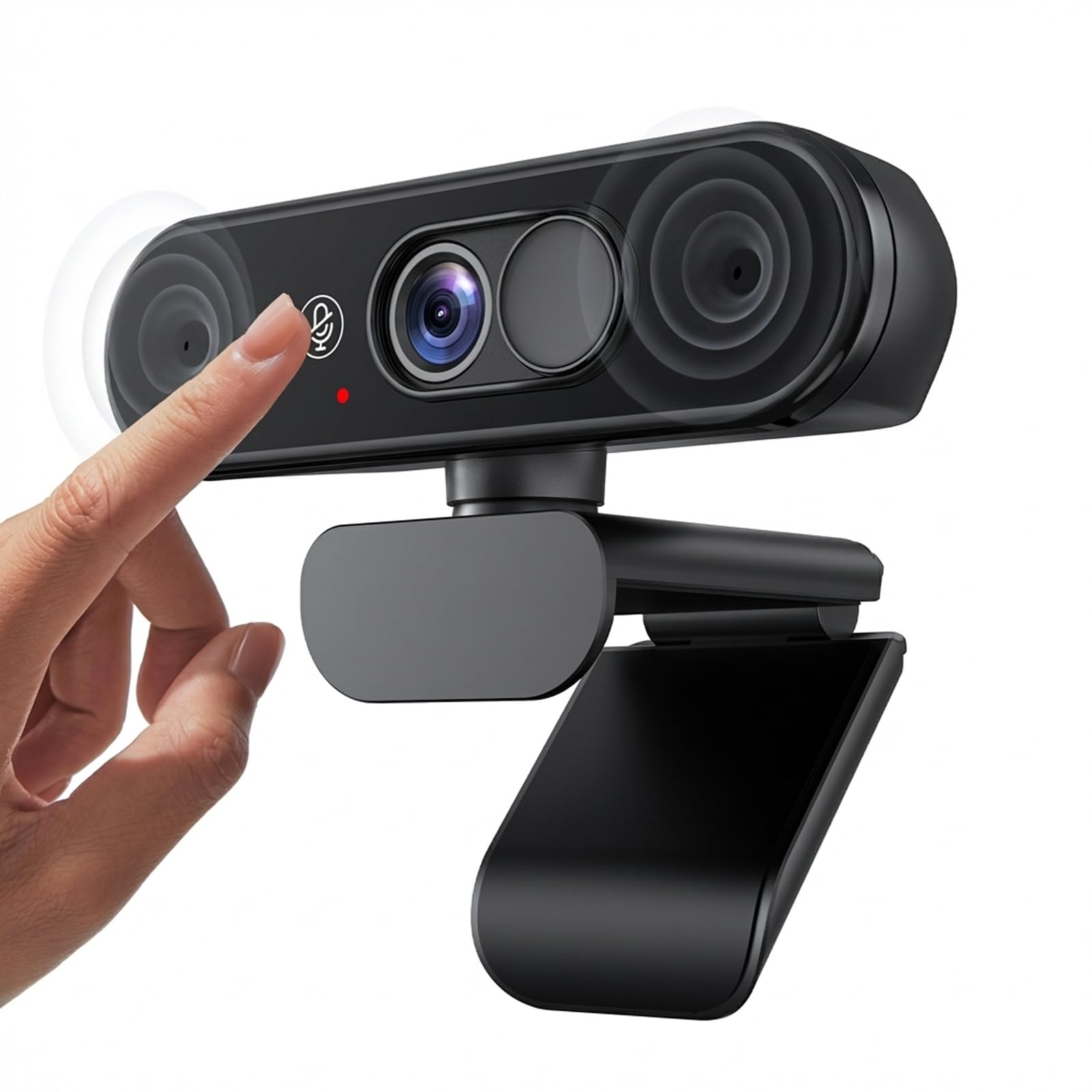 Aurolumiz 1080P FHD Webcam mit Dualem Privacy-Schutz (Stummschaltung & Abdeckung), Kristallklarem Mikrofon, Natürlicher Bildqualität, Ausziehbarem Stativ,für PC, Laptop, Zoom, Teams, Windows, macOS.​