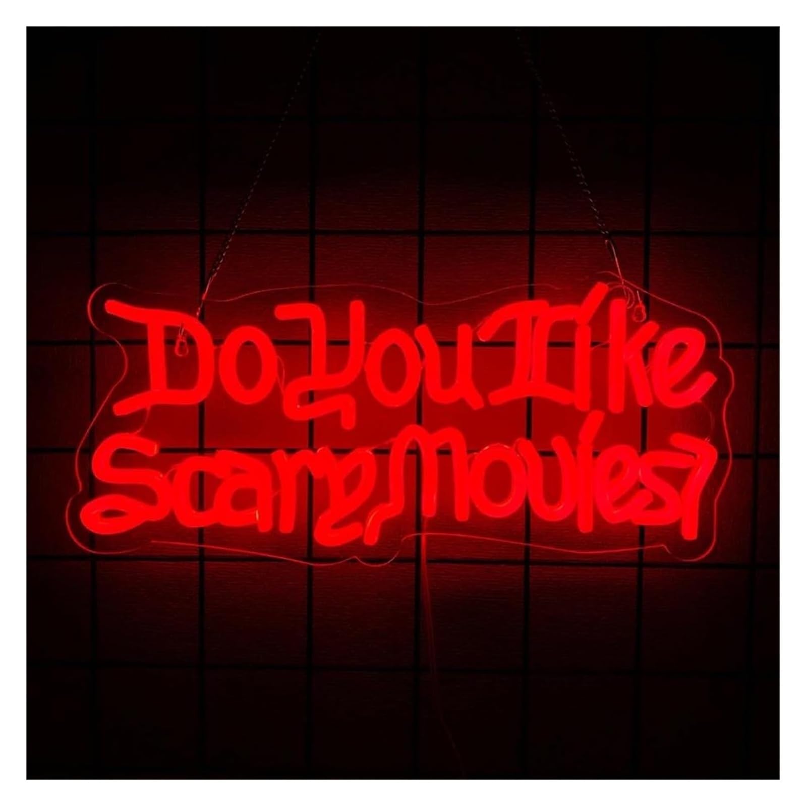 Insegna al neon Ti piacciono i film spaventosi? Insegna al neon a LED con luce dimmerabile per feste cinema