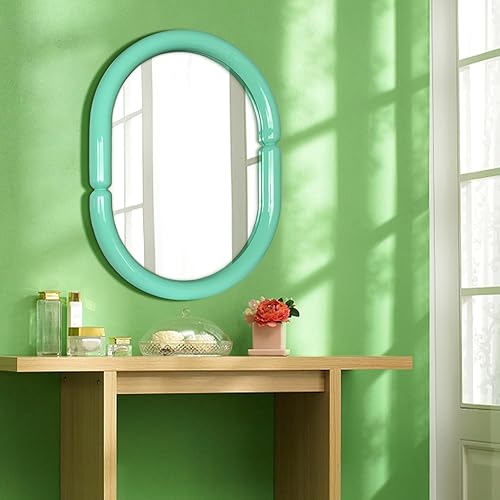 H-A Espejo de pared para colgar en la pared con forma de bagel contemporáneo, moderno y futurista, con color caramelo (32 x 23 pulgadas, naranja)