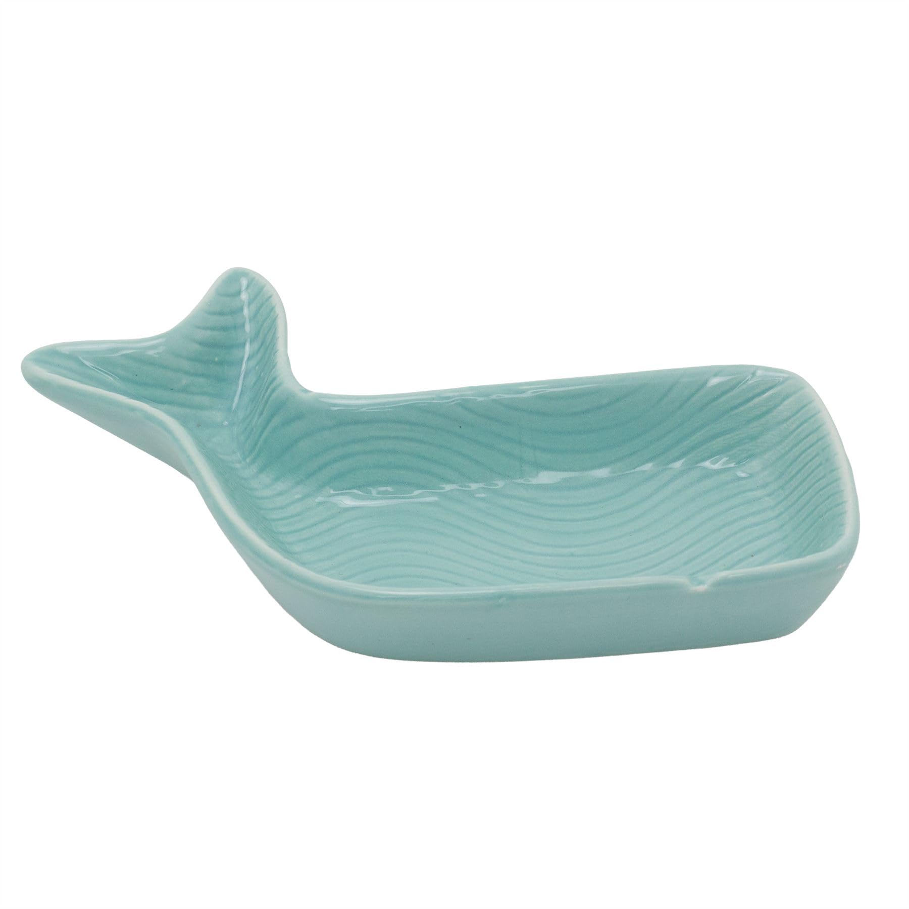 Carousel Home Blue Whale Dish | 19cm Ceramic Nautical Trinket & Snack Dish | Coastal Ceramic Plate for Jewellery, Soap, Snacks & Decor
