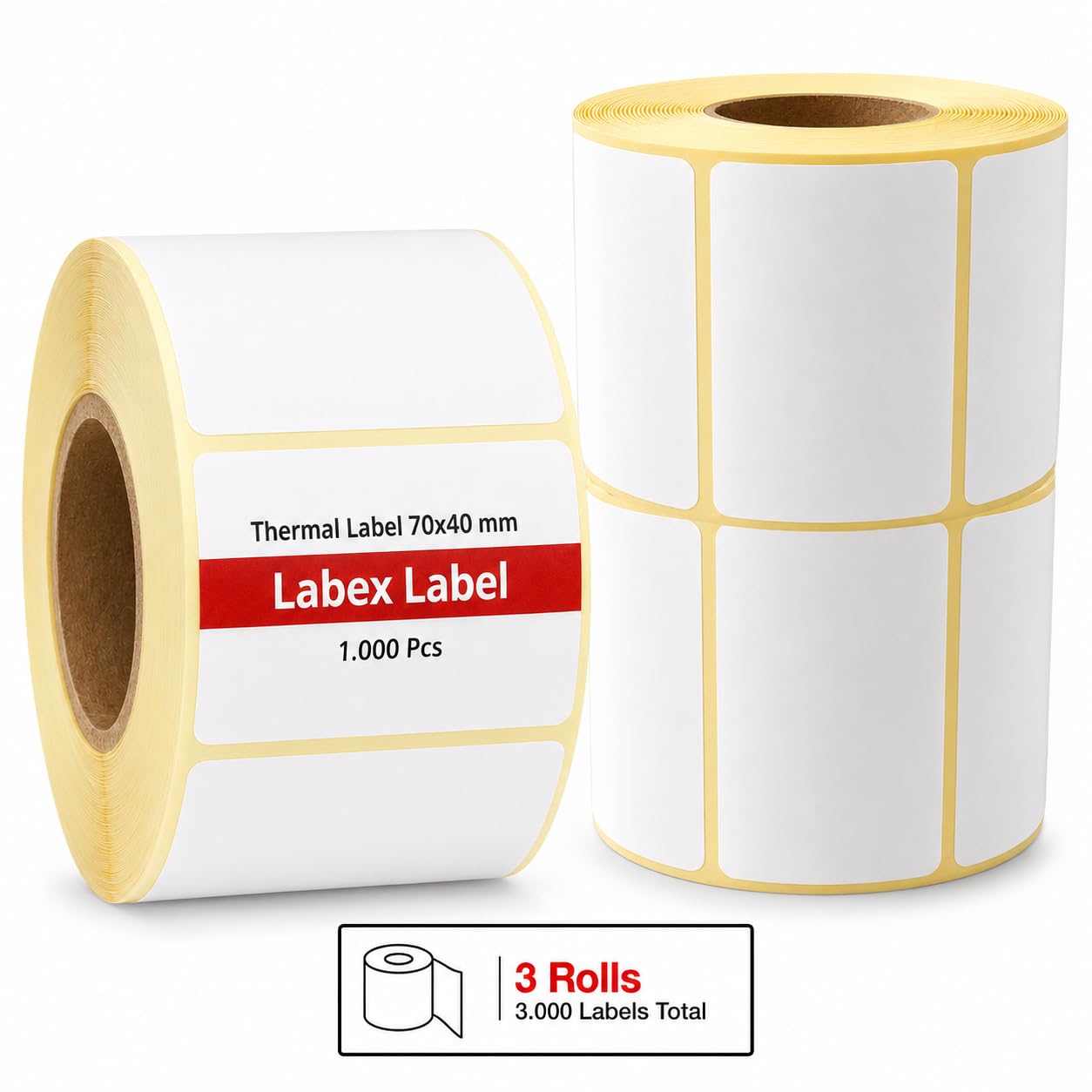 Étiquette Thermique Direct 70x40 mm | Étiquettes D’expédition - Autocollantes Thermiques - 3 Rouleaux - 2250 Étiquettes Professionnelles