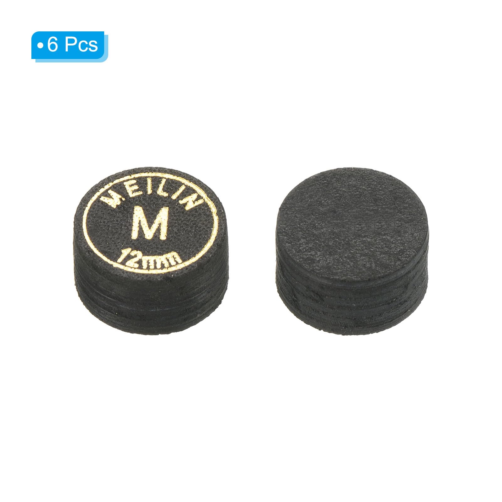 PATIKIL 13mm Punte per Stecche Biliardo, Confezione 6 Punte Medie a Strati Multipli per Stecche Biliardo, Punte Incollate per Stecche Snooker, Accessori per Biliardo, Nero