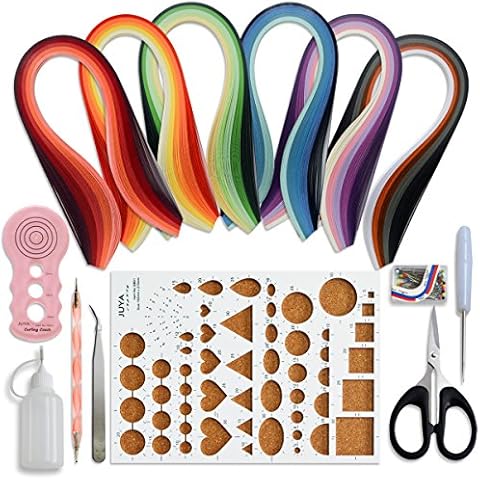 Juya Paper Quilling Kits with 30 Colors 600 Strips and 8 Tools Pink Tools, Paper Width 3mm Cover