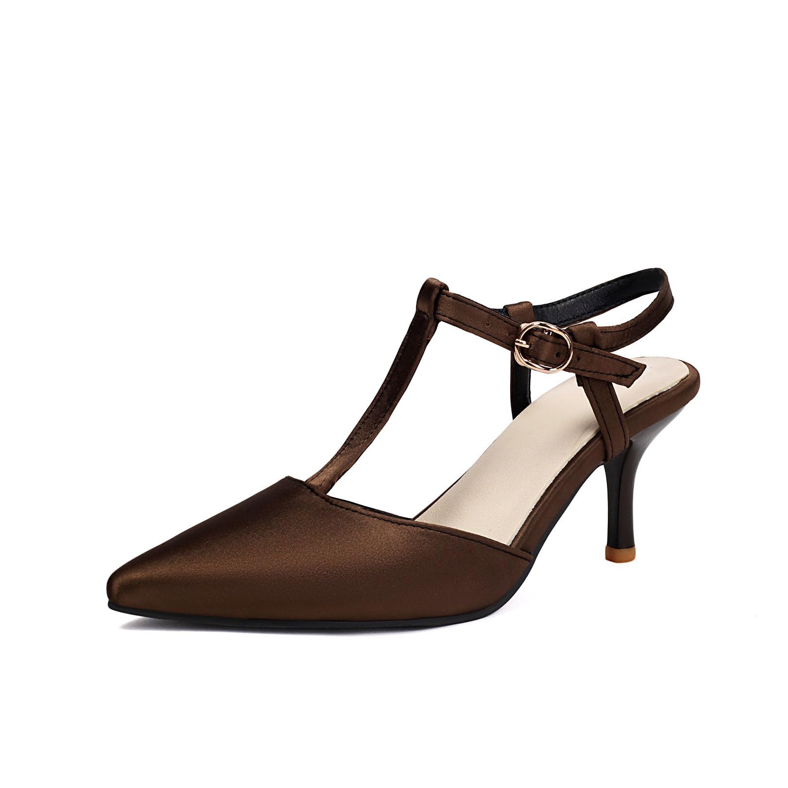 Genérico Sandalias Mujer con Tira En T, Slingback Y Tacón Alto, Punta Fina Y Cierre con Hebilla, Zapatos para Invitada De Boda, Fiesta, Graduación, Cóctel, Noche Y Ceremonia