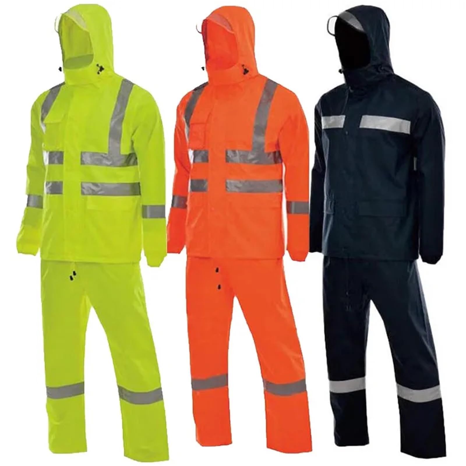 Conjunto de impermeable y pantalón reflectante ligero, ropa de seguridad abrigada de invierno for hombres y mujeres, chaqueta impermeable de alta visibilidad. chaleco reflectante