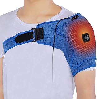 Heated shoulder brace, adjustable neoprene shoulder support bandage for injury shoulder pain AC joints, adjustable shoulder pads for shoulder muscle pain relief