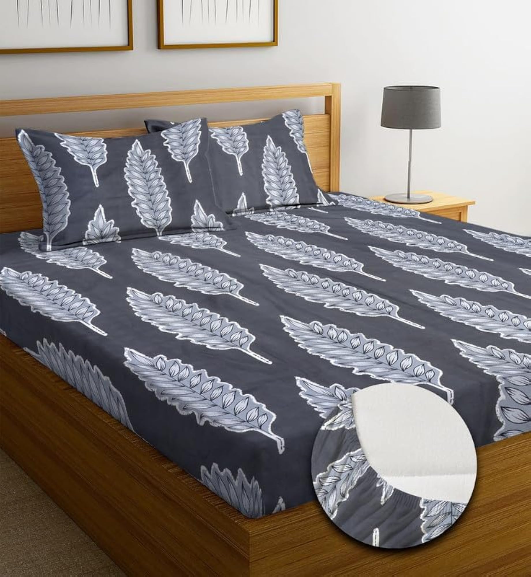 Premium Cotton 220 TC Elastic Fitted Bedsheets with 2 Pillow Covers