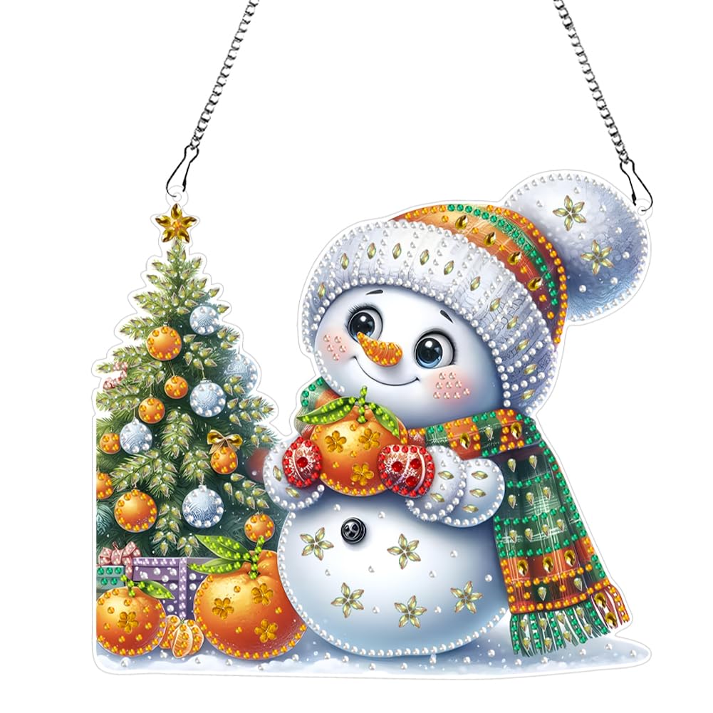 AMZGSHOP DIY 5D Christmas Kit, Snowman Art Tabletop Ornament for Adults & Beginners, Acrylic Single Sided Diamond Design Home Decor for Christmas Gifting & Home Décor