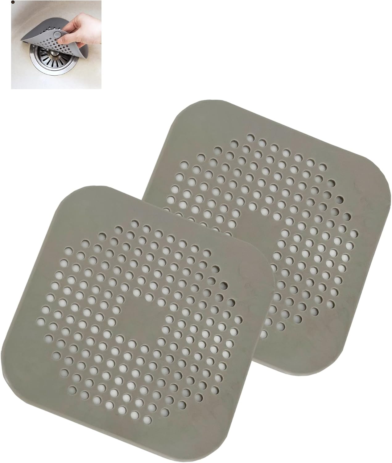 Aecllcea 2pc Shower Drain Hair Catcher ，Durable Silicone Bathtub Drain Cover，Kitchen Sink