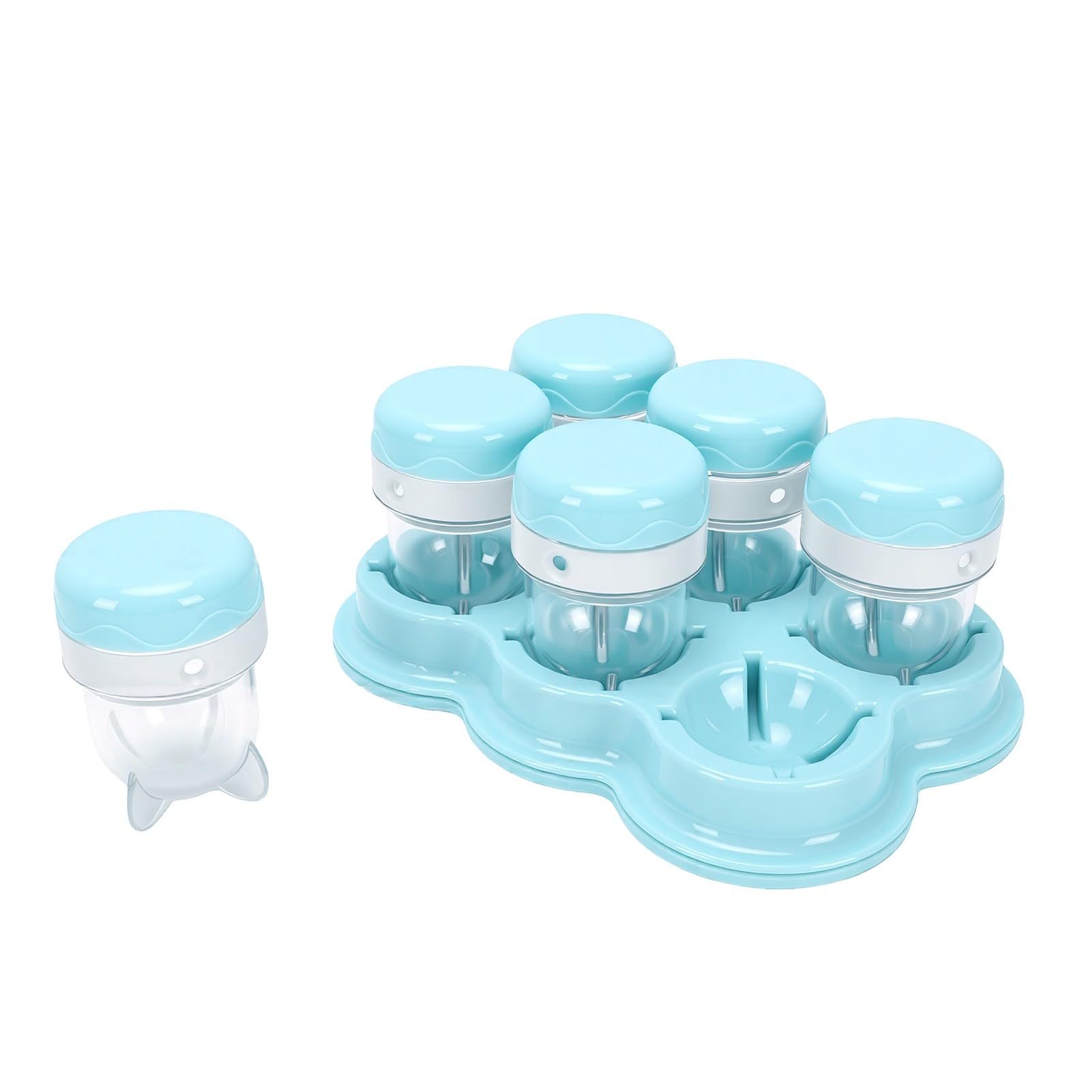 Fockety Procesador alimentos para bebés, apto para lavavajillas, azul claro (Enchufe de la UE 220-240v)