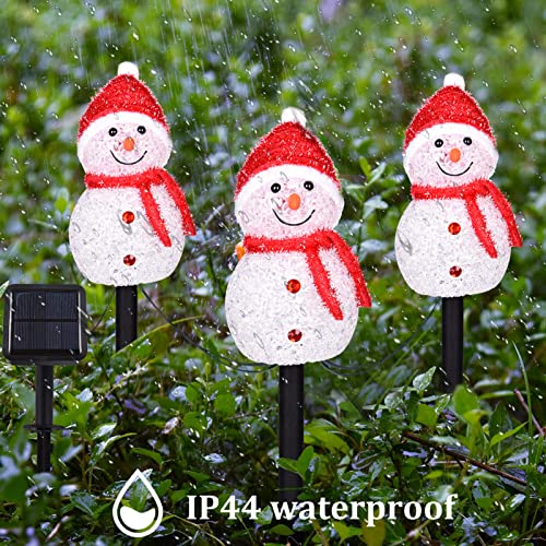 LIGHTSHINE Unidades de Decorações Solares de Natal em Forma de Boneco de Neve, Luzes de Estacas de N