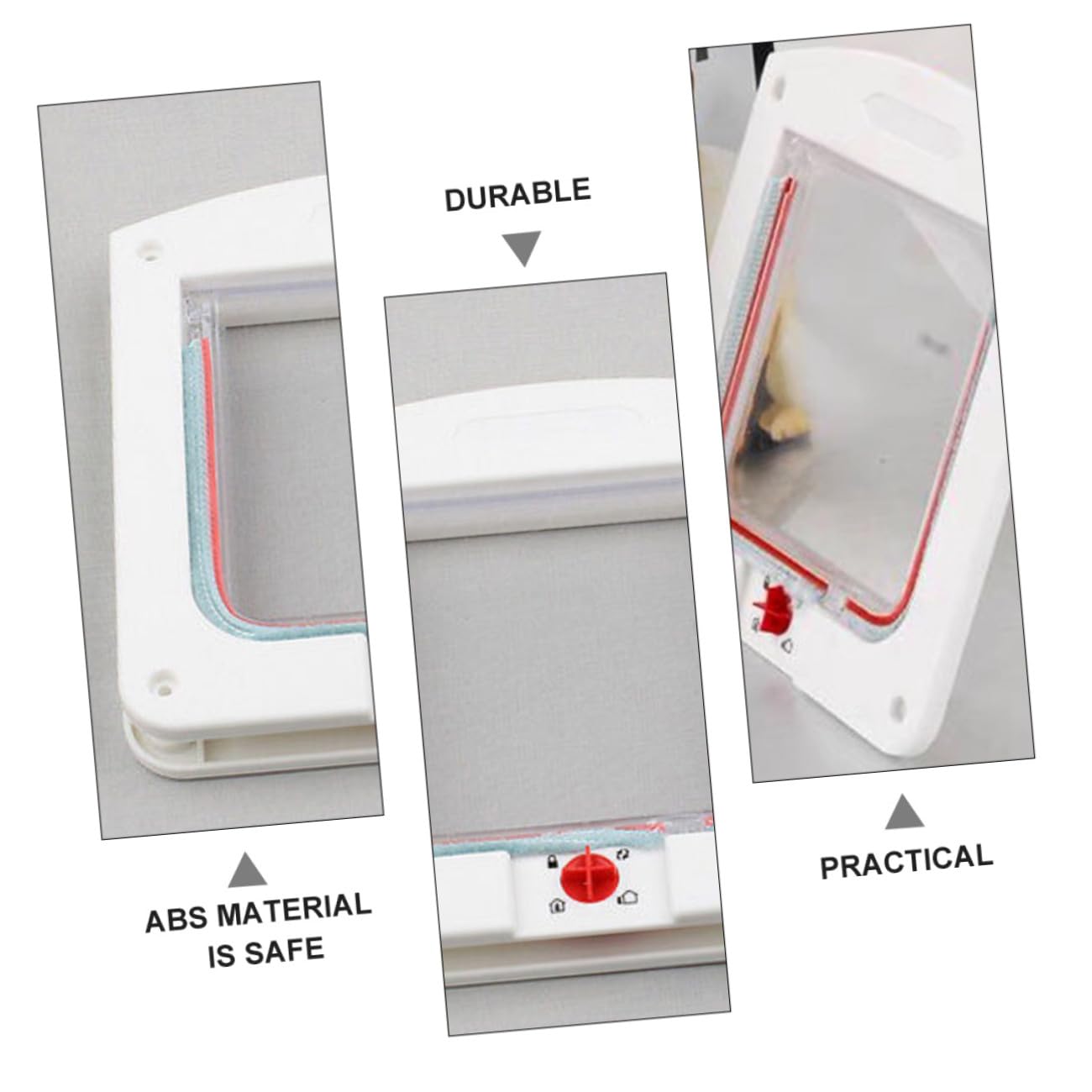 Lot de 2 Chatières Réglables pour Petits Chiens et Chats, Porte D'entrée/Sortie à Verrou Manuel, Dimensions Petites, Matériau Léger, Couleurs Blanc et Marron, Adaptées aux Portes