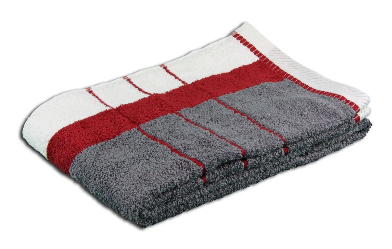 Gözze - Beach Towel, 100% Baumwolle, Berlin, Striped, 70 x 140 cm - Bordeaux/Anthracite