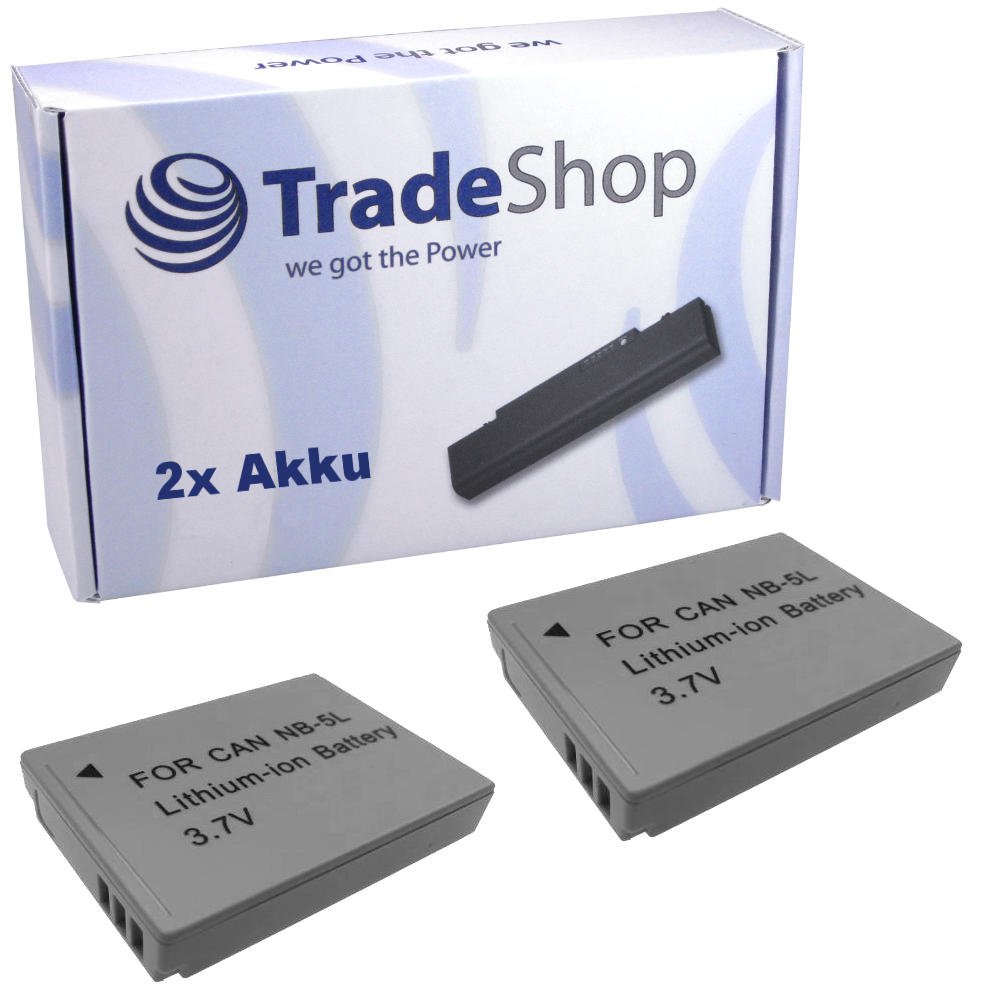 Trade-Shop2x Camera Li-Ion Battery Replaces Canon NB-5L NB5L NB-5-L for Canon Digital Ixus 90 is 800 is 850 is 860 900 TI 950 is 960 is 970 is 980 is 90IS 800IS 850IS 860IS 900TI 950IS 960IS 9970IS 9936IS