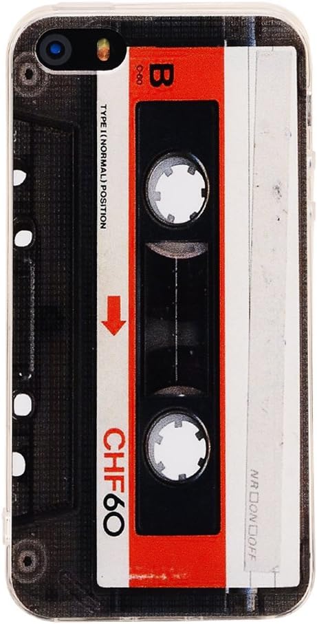 TNCY iPhone SE Case,Bumper Soft Music Cassette Tape Rubber Protective Skin Cover for iPhone 5 5s Se(2016)