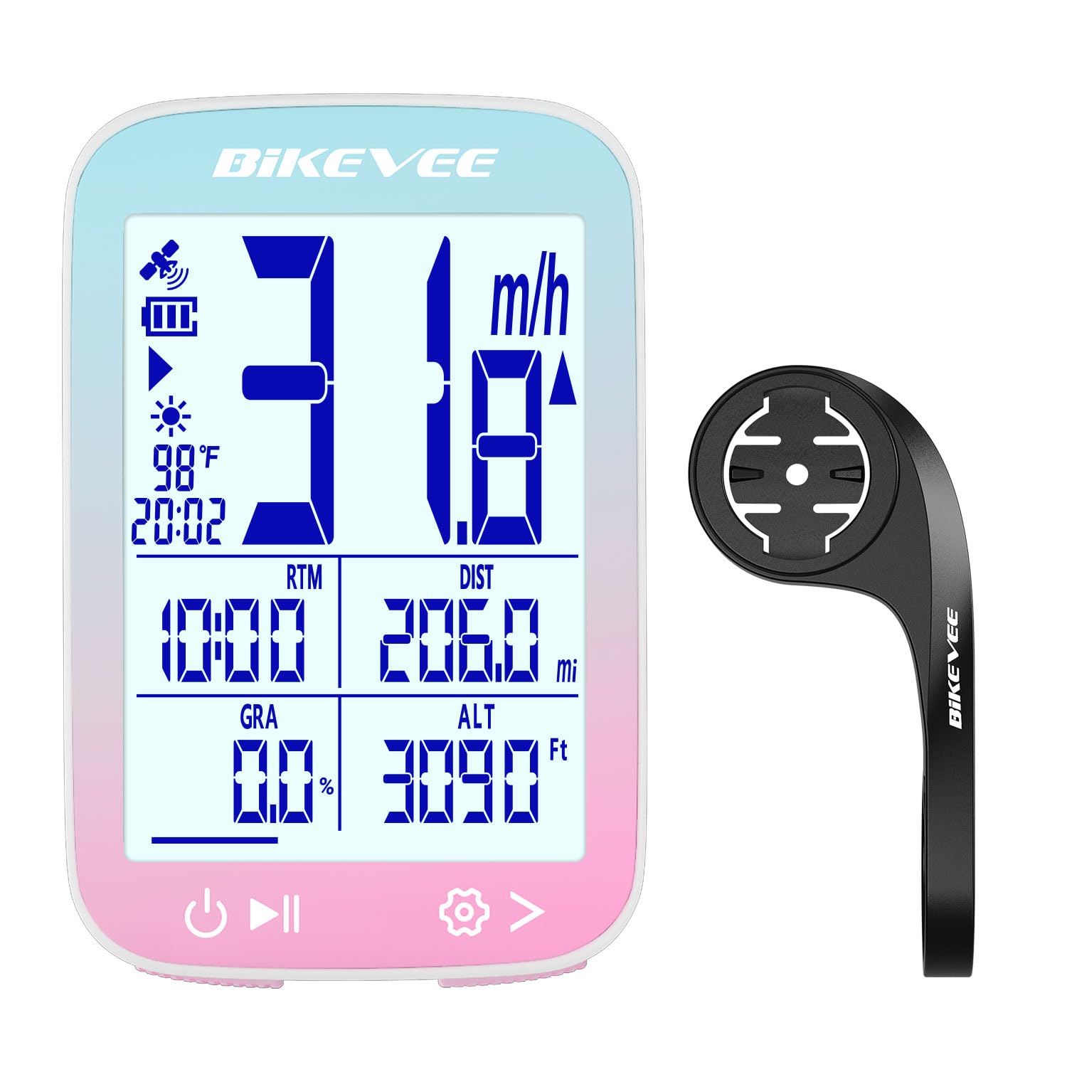 GPS Bike Computer, 2.4" Screen, Altitude, Gradient, IPX7, 28H