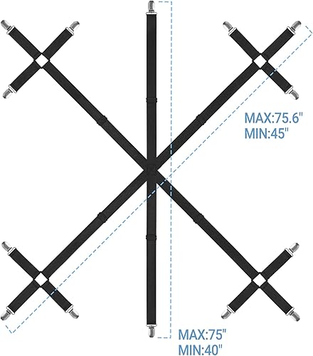 Miniatura 6 de Mkono Correas de soporte para sábanas, cierre elástico ajustable que mantiene las sábanas firmes y apretadas, clips de metal cruzados de 6 vías,