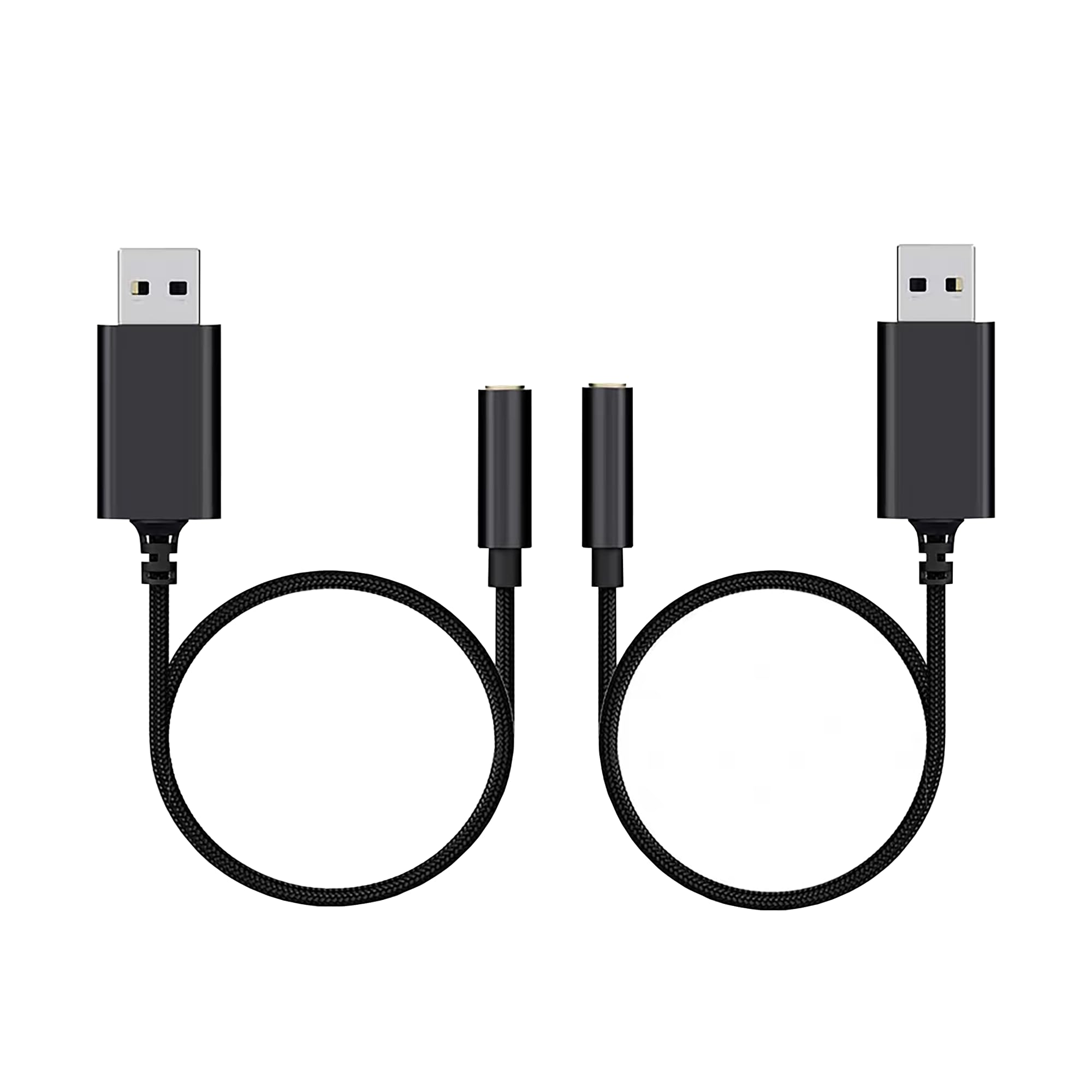 ASVOQ USB to 3.5mm Jack Audio Adapter,USB to Aux Cable with TRRS 4-Pole Mic-Supported Headphone AUX Adapter External Sound Card for PC PS4 PS5 and More (0.65Ft/20cm(2pack), Nylon Braided)