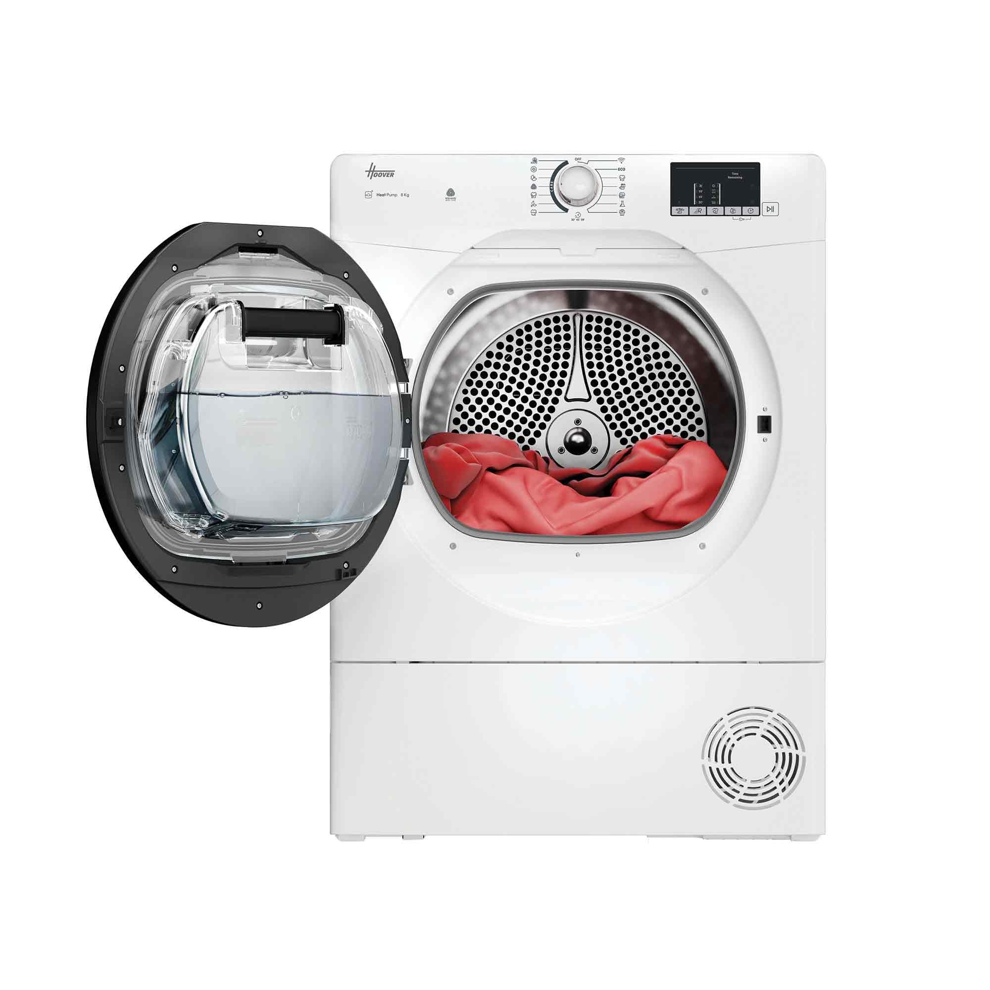 Hoover H-DRY 350 HR EH8N2DBE-S Wäschetrockner, Wärmepumpentrockner, 8kg, hOn App mit WLAN & Bluetooth, 16 Programme, Weiß