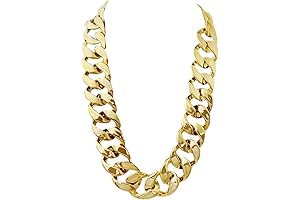 Men's Iced Out Necklace Chunky Chain, Rapper 90s Hip Hop Fake Gold Chain Costume