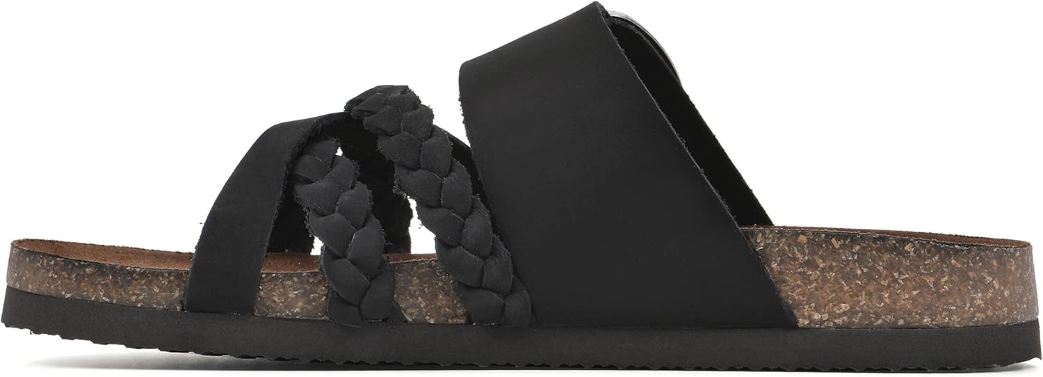 WHITE MOUNTAIN Shoes Healing Women's Flat Sandal, Black/Nubuck, 8 M