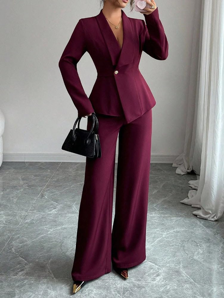 ORANDESIGNE Tailleur Femme Ensemble Pantalon et Blazer 2 Pièces Ensemble Chic et Elegant Mariage Soirée OL Costumes Outfits Formel Bureau Travail