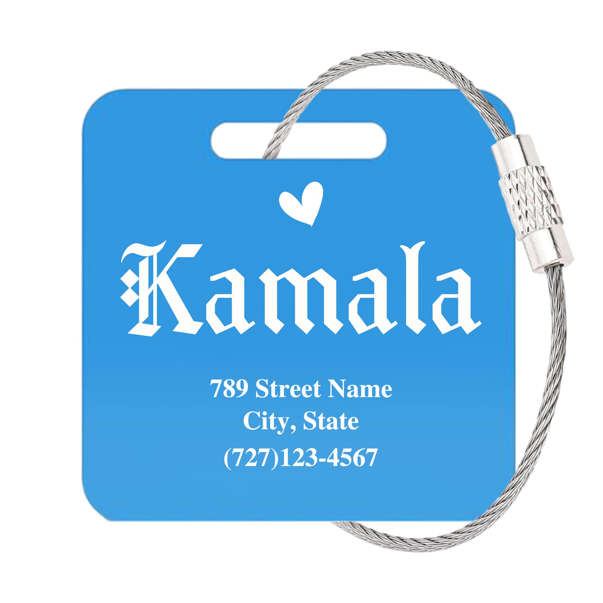 Personalized Luggage Tags for Suitcases,Custom Acrylic Tags with Hole & Steel Loop for Travel,Backpacks,Golf,Bagwine Cup,Waterproof (Blue)