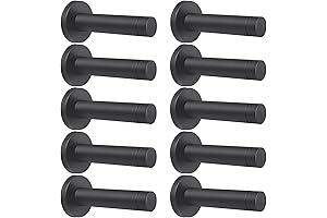DOKU 10Pcs Black Door Stops Baseboard: Heavy-Duty Door Stopper Protection