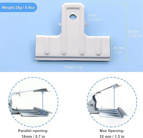 Miniatura 7 de Coideal Clips gruesos de toro blanco  Paquete de 10 clips de metal grandes de 3 pulgadas de largo para bolsas de alimentos, oficina y cocina casera