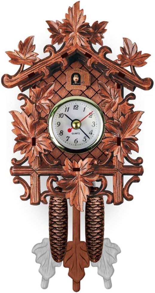 Cuckoo Clock Traditional Black Forest Chalet Clock Handcrafted Quartz Clock Wall Decor Chalet-Style Wall Clock with Pendulum for Home Office Decor, 115×225×50MM