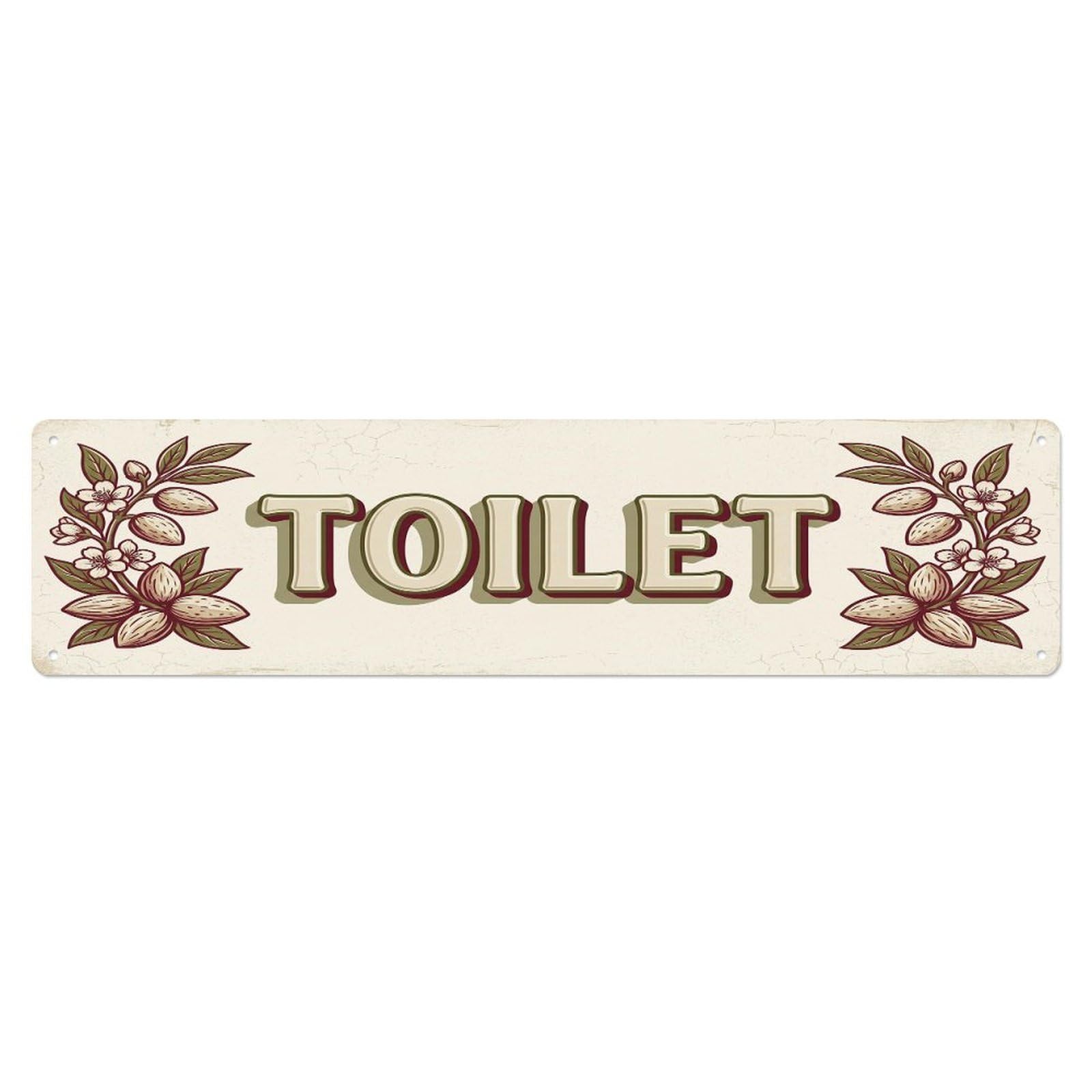 Cmhok Vintage Style Toilet Signage Almond Vintage Metal Tin Sign Wall Decor For Cafe, Club, Garden Metal Poster 4X16inch