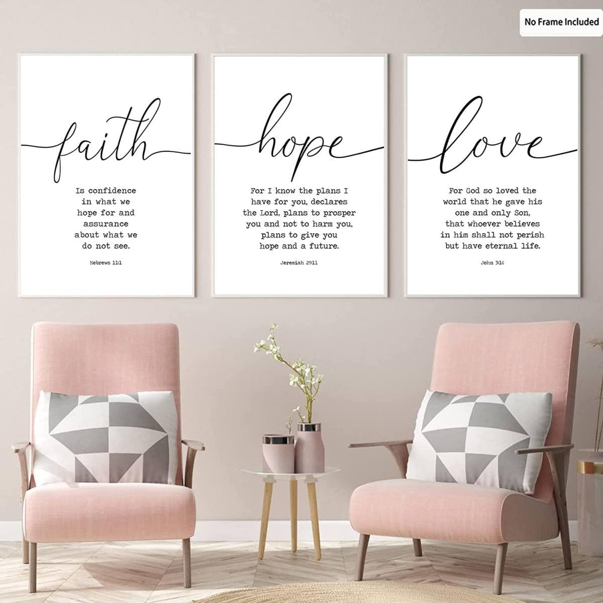BPA3 Piece Canvas Faith Hope and Love Bible Verses Wall Art Decor Serenity Prayer Wall Art 16x24inchx3