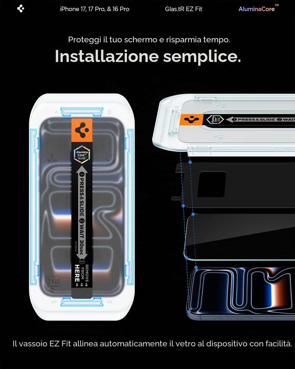 Spigen Ultra Hybrid MagFit Pack - Cover MagSafe e Vetro Temperato per Schermo/Fotocamera per iPhone 17