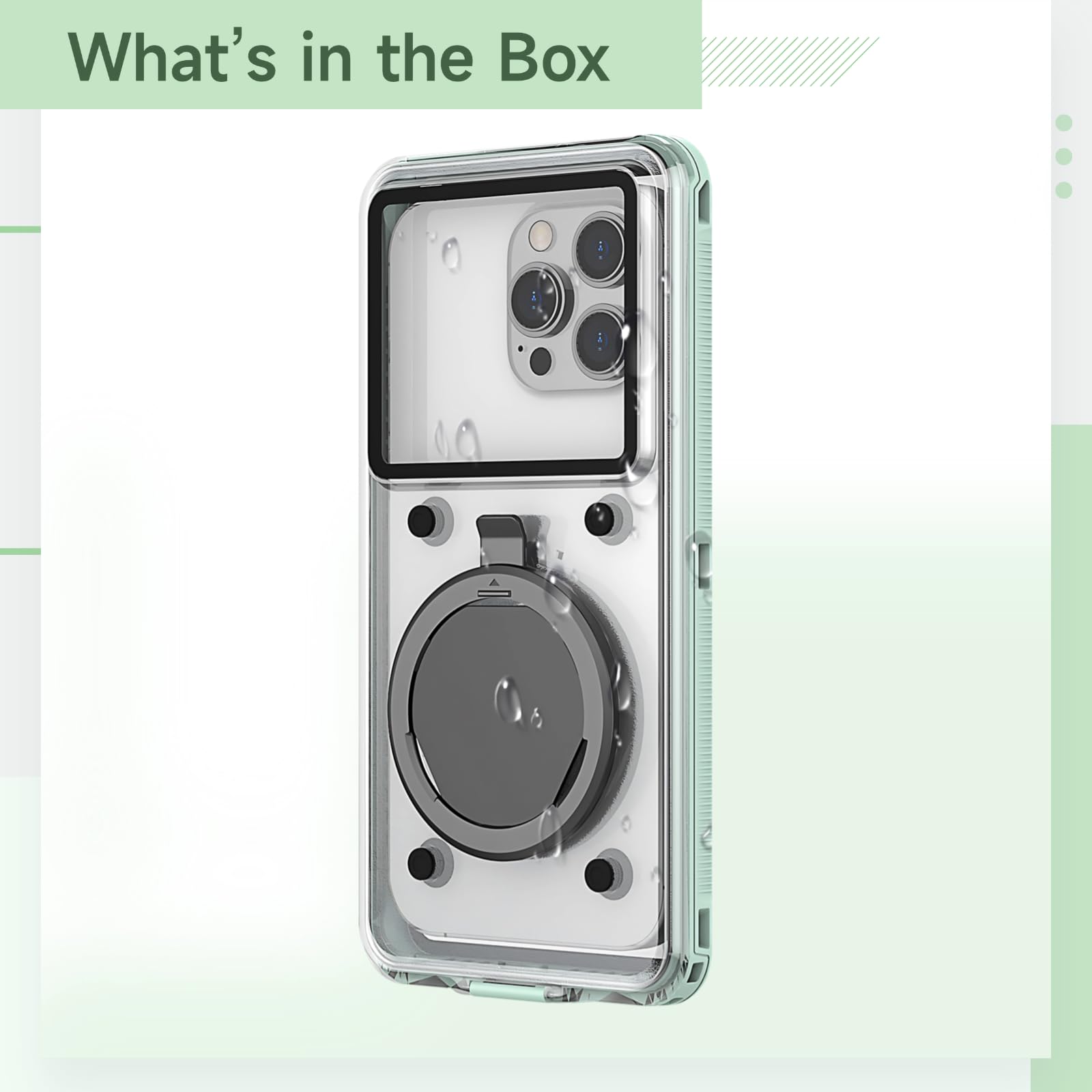 Unterwasser-Schnorchel-Tauch-Handyhülle, IP68 wasserdichtes Case bis 6,9 Zoll, für iPhone 16, Samsung und Huawei Serien, grün, universell, für Unterwasseraufnahmen, bis 15 m, klare Rückseite