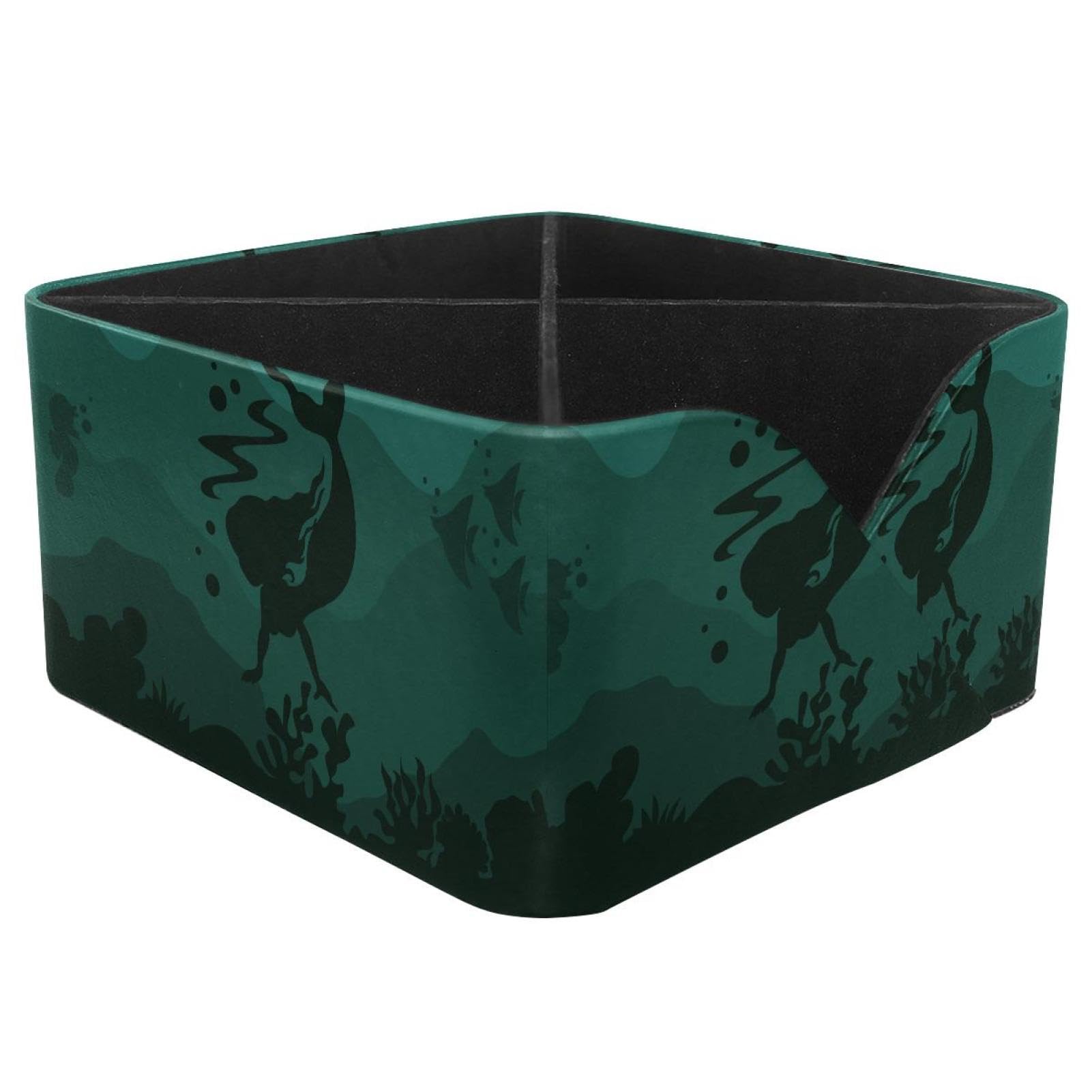KengjuTesu Mermaid Swimming Underwater Desktop Organizer Pen Holder, Rectangular Pencil Cup for Office, Study and Makeup Stations