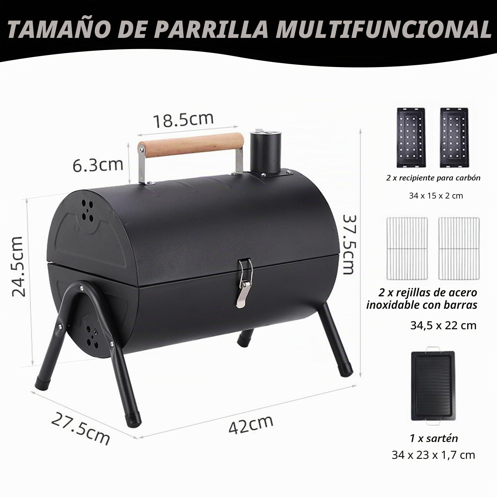 Barbacoa de carbón de doble cara portátil, pequeña parrilla de carbón vegetal para asar y asar, parrilla de mesa ligera para camping al aire libre picnic