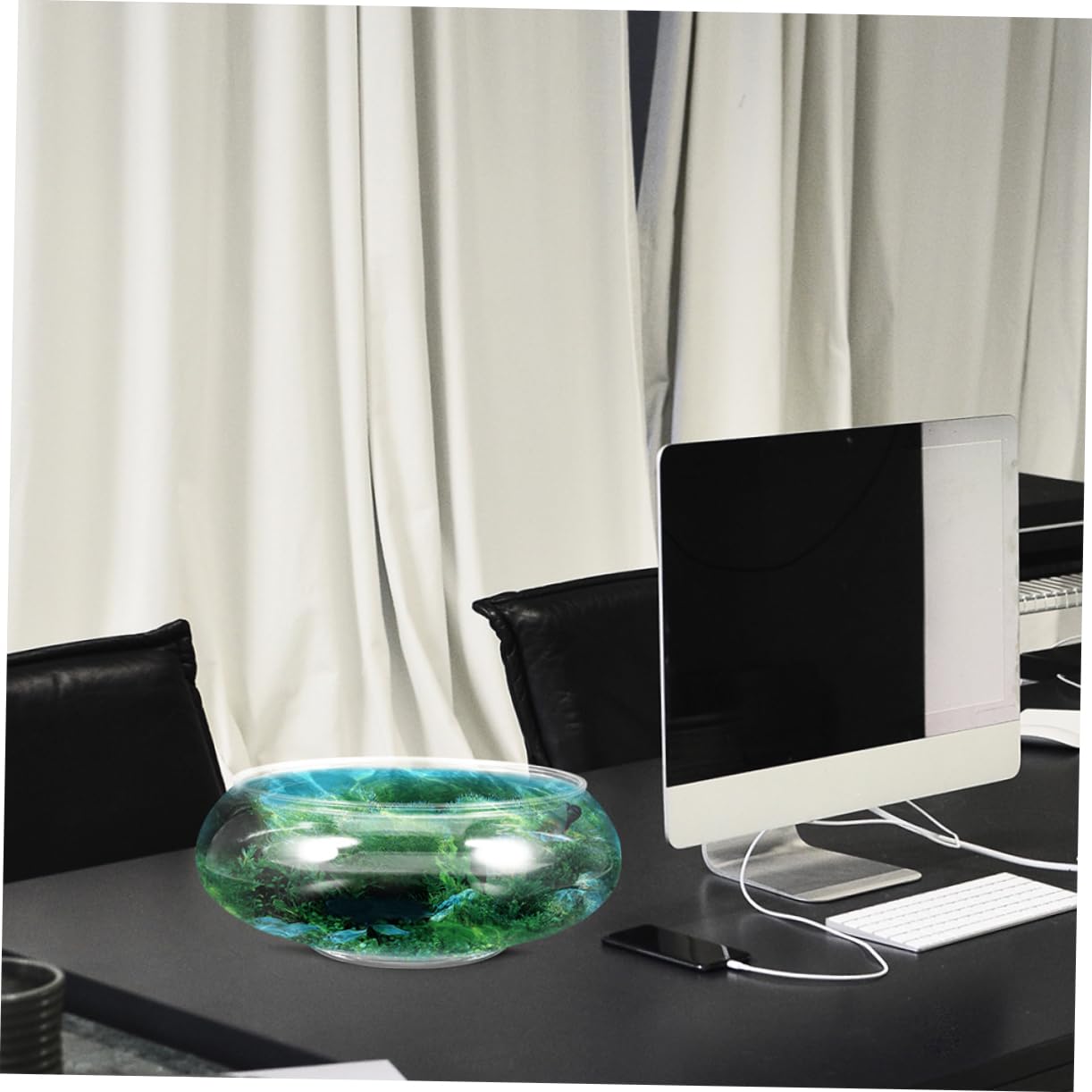 BESPORTBLE 2pezzi Acquario Per Pesci in Plastica Trasparente Boccia Rotonda Da Tavolo Piccolo Acquario Portatile Per Ufficio e Casa Per Pesci Viventi