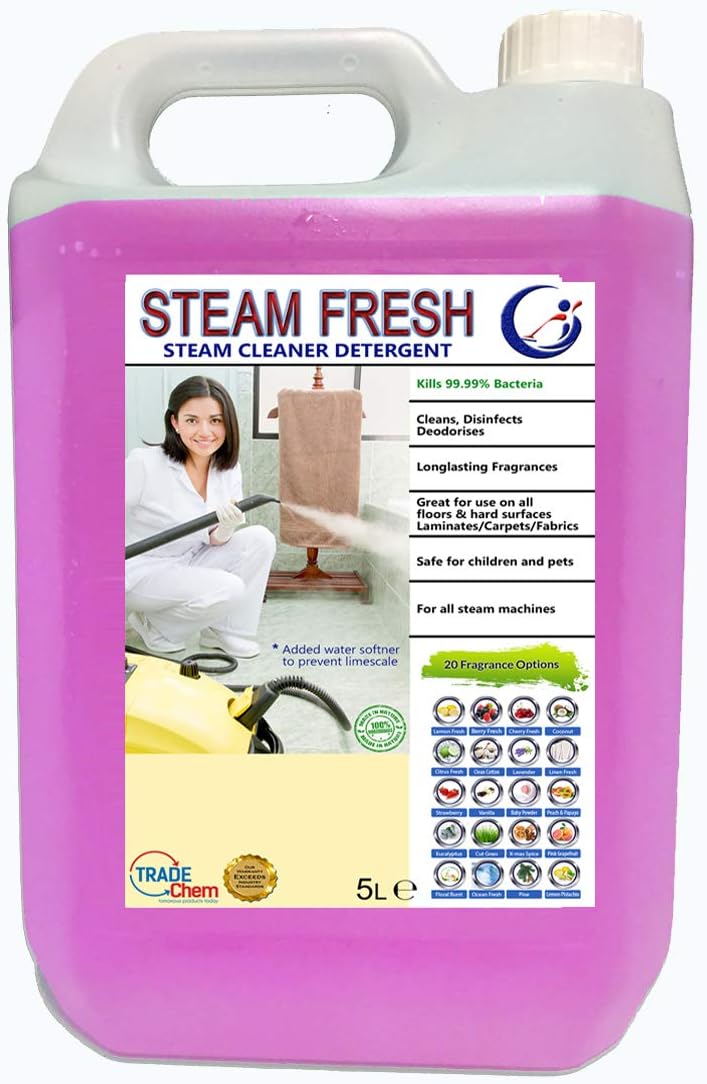 4 x 5L STEAM CLEANING DETERGENT SOLUTION - STEAM CLEANER FLUID FOR ALL MACHINES INC VAX - BERRY FRESH