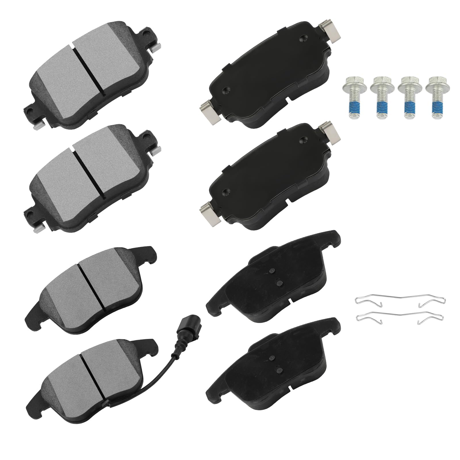 cciyu D1779 D1375 Brake Pads w/Hardware Front Rear Disc Brake Pad Set