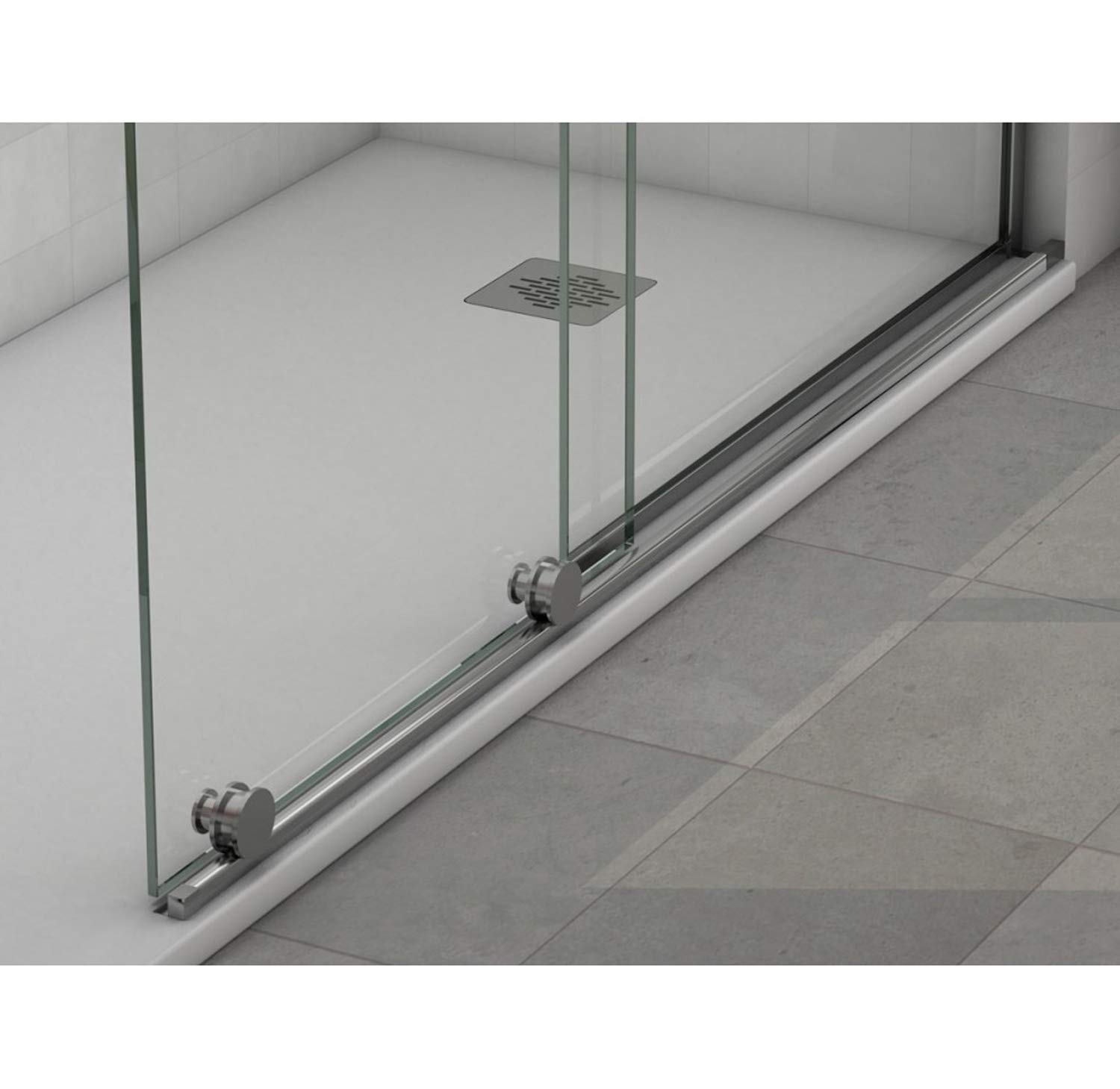 Mampara de Ducha Moderna FRONTAL CORREDERA Málaga Cromo – Fijo y puerta Corredera TRANSPARENTE – Cristal Templado 200cm Altura - Tratamiento ANTICAL y 8mm de espesor - Cromo, 185 cm