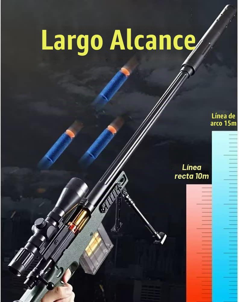 Bala de Espuma para Rifle de Francotirador con 20 Bolas Suaves, Rifle de Francotirador con Bisel para niños Unisex, Juego de Blaster para niños, niños y Adultos (Kar 98K)