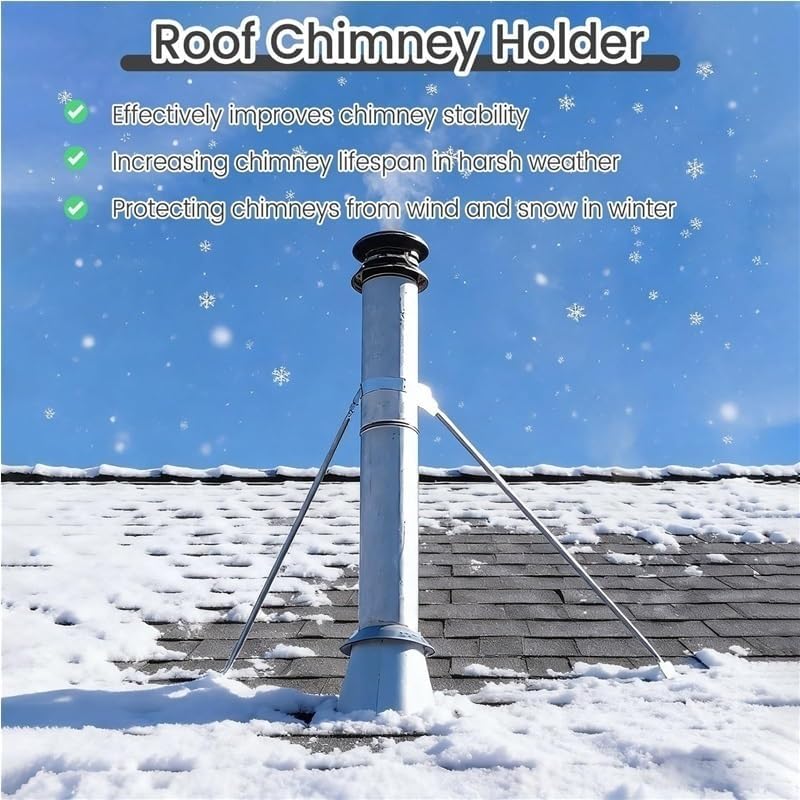 Adjustable Stove Pipe Wall Support Bracket - Extended Roof Brace for Chimney Stability Against Wind & Snow, Fits 3.5" (90mm) Diameter Pipes