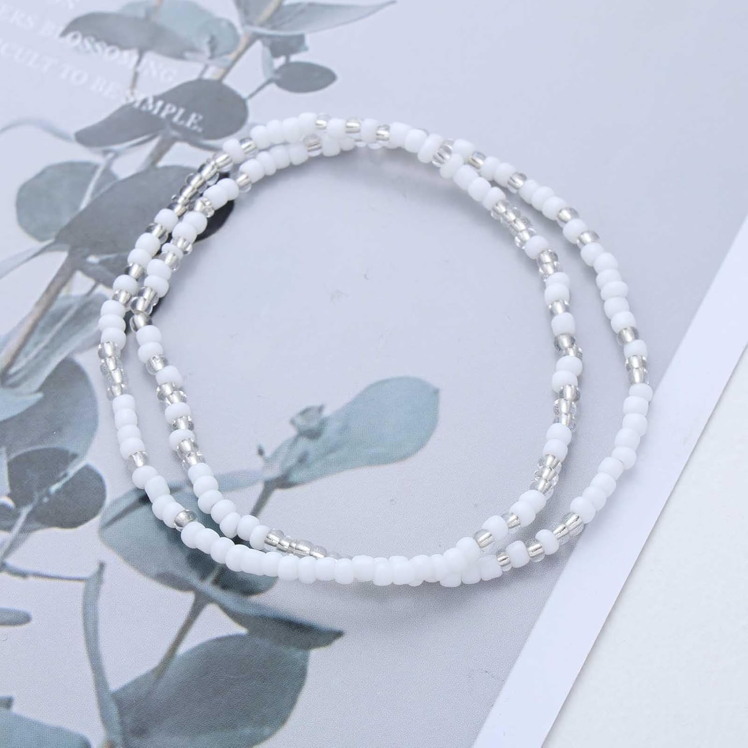Boho Seed Beaded Anklet Elastic Beads Bracelet Anklet White Bead Anklets Rice Bead Foot Chain Anklets Jewelry for Women - Image 4