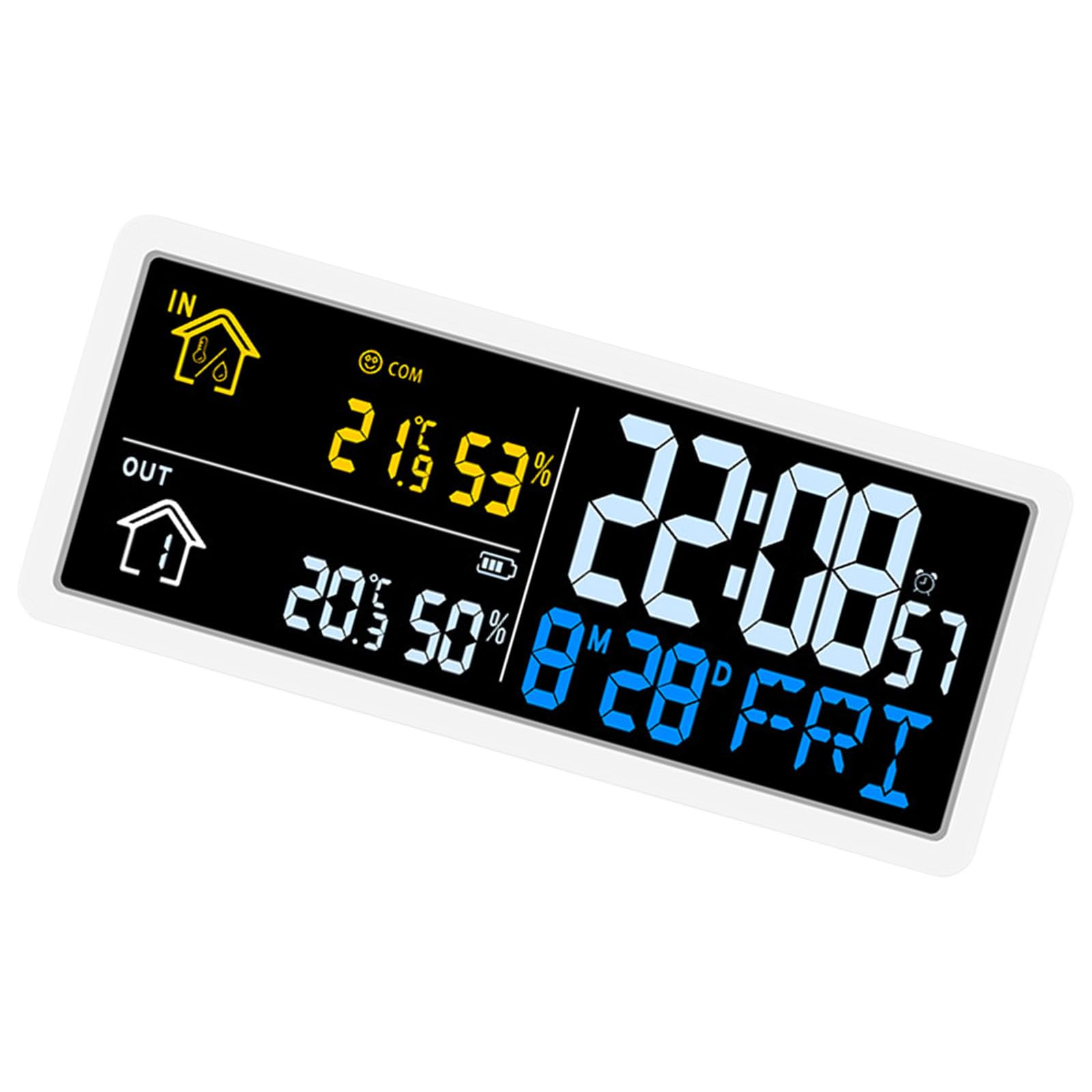 Jazuaiao Digital Wall Clock with Large LCD Display for Time Date and Accurate Temperature Humidities Reading for Home Offices Inside Thermograph Hygrometer