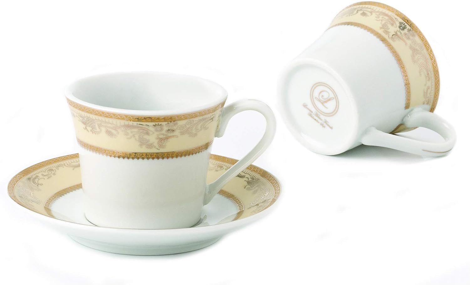 Lorren Home 2oz. Espresso Set Service for 6-Gold Floral