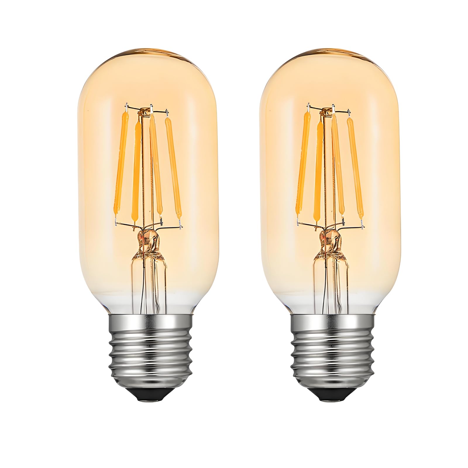 HUAMu Vintage T45 4W LED Edison Filament Glühbirne Lampen E27 Fadenlampe Glühfaden Leuchtmitte, 4er COB LED Faden und Retro Glas Lampenschirm, Warmweiß 2700K, 2er Pack